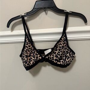 Leopard Print Bralette with Black Trim